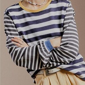 We The Free Mustard and Navy Striped Top small